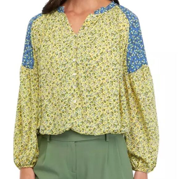Women's Floral Split Neck Button Down Blouse size small women’s - Picture 1 of 8